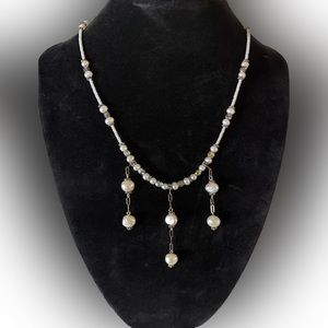 Freshwater pearl necklace with delicate beading, so pretty!! New condition. 😊